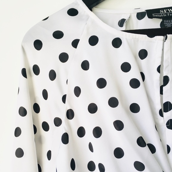 Suitable For Work tie front polka dot blouse - Picture 4 of 8
